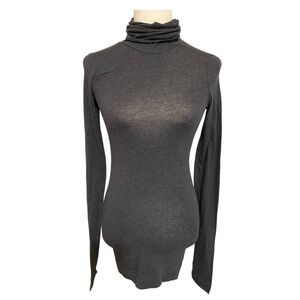 theory womens solid charcoal gray long sleeve turtleneck top T shirt p xs small